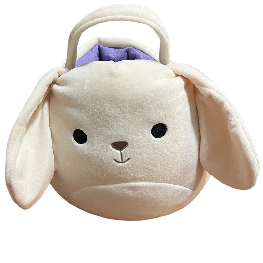 Squishmallows Bunny Plush Easter Basket Tote Cream Lavender Soft Handle